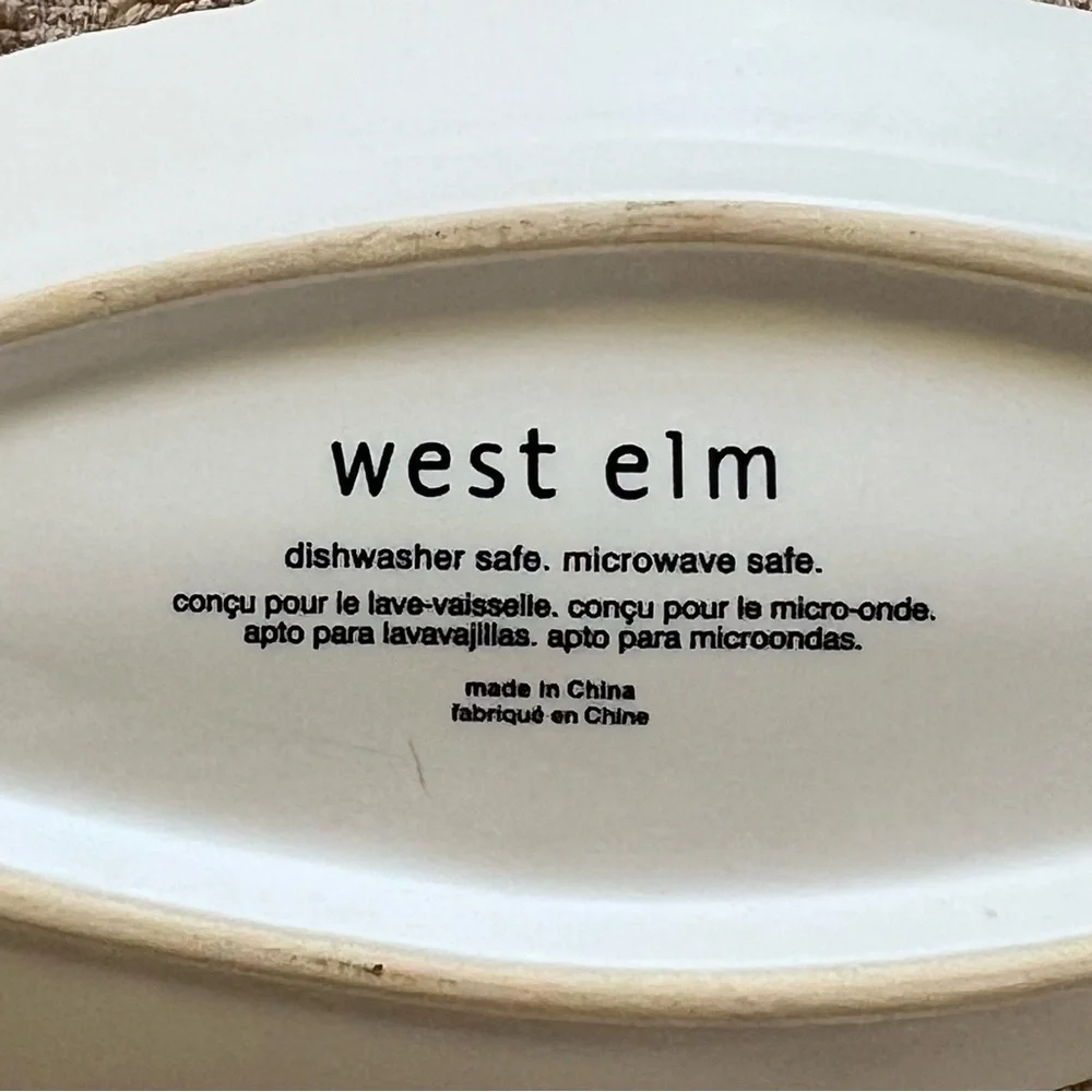 West Elm White Leaf Ceramic Decor Trinket Dish